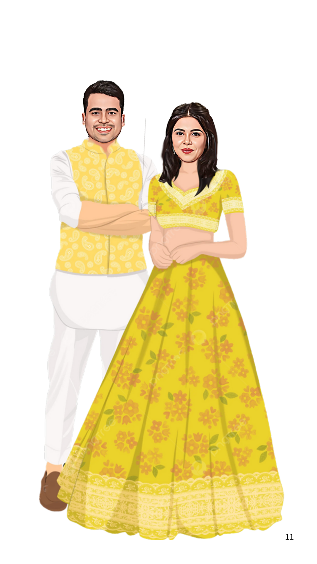 Haldi couple illustration