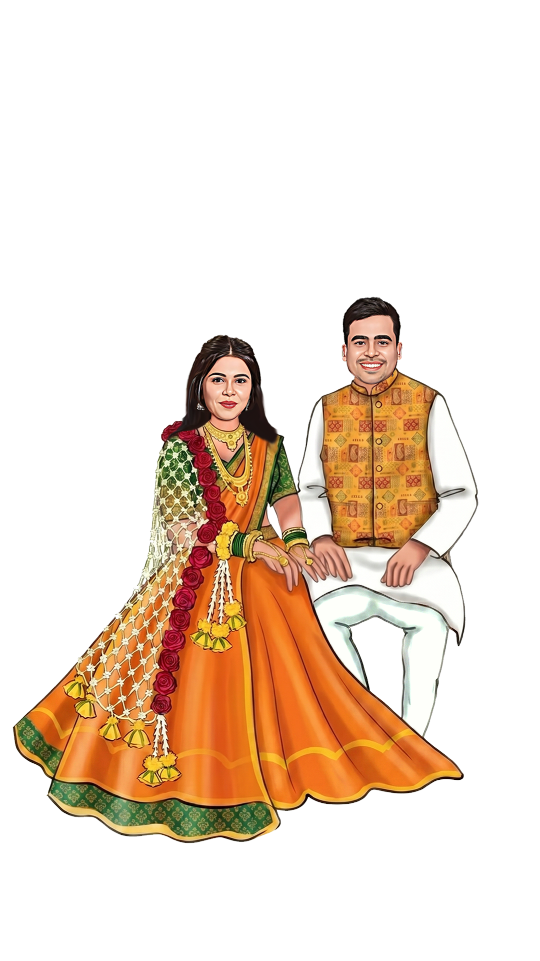 Phulo ki Holi couple illustration